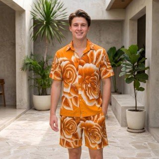 Men Shirt for Summer Rayon Hand Painted